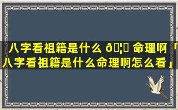 八字看祖籍是什么 🦄 命理啊「八字看祖籍是什么命理啊怎么看」